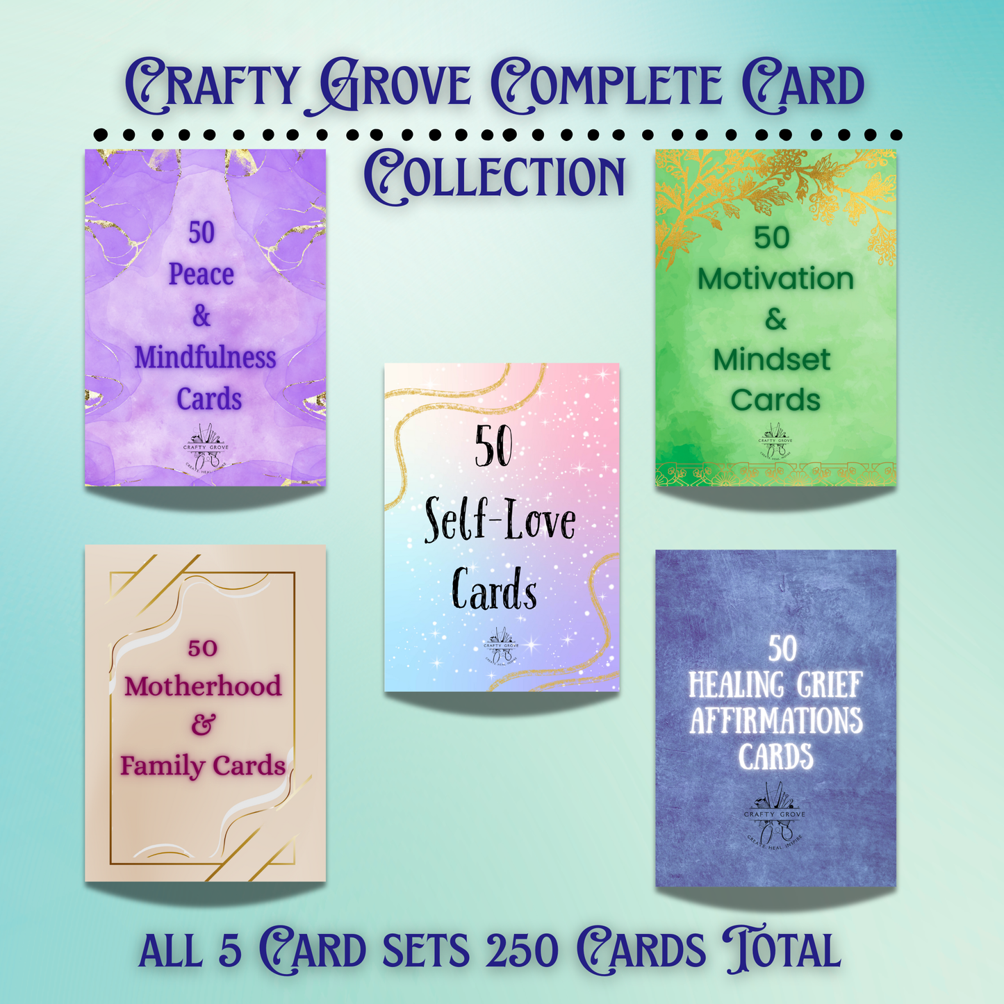 Complete 5-Set Affirmation Collection (250 Cards Total)