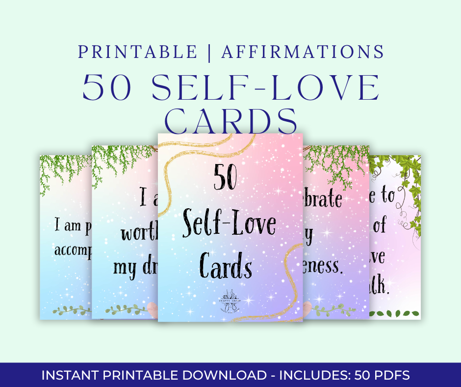Self-Love Affirmation Cards - 50 Positive Mindset Affirmations