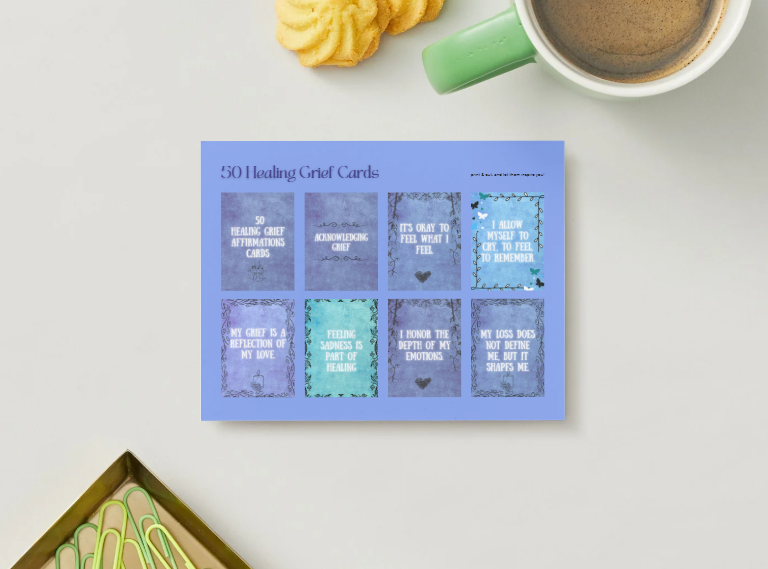 Grief & Healing Affirmation Cards – 50 Printable Comfort & Hope Quotes
